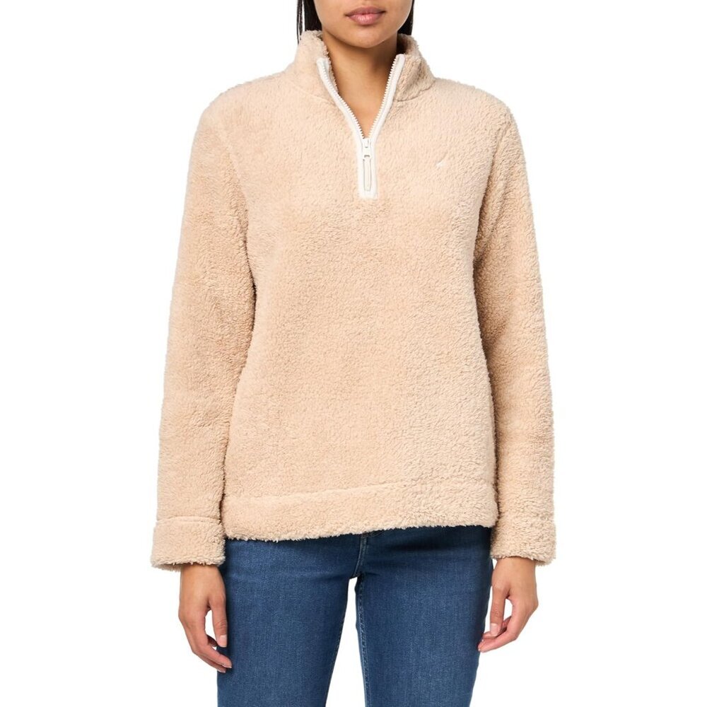 Women's Mockneck Fleece Sweater Pullover 1/4 Zip Light Heather Fawn Xl